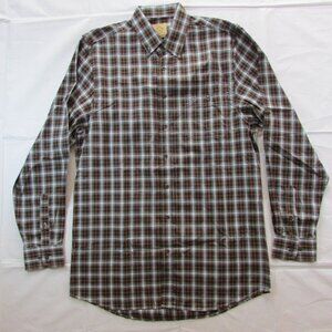 Gunnison Creek Men's 2XL Long Sleeve Plaid Button Up Shirt Brown/Rust